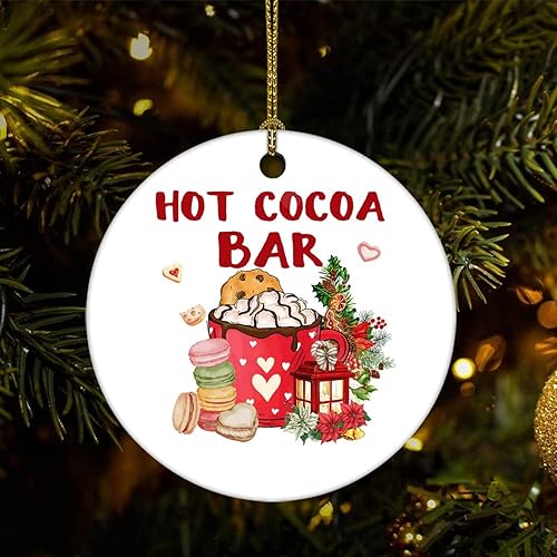 Adornos de recuerdo de Navidad, barra de cacao caliente, adornos de cerámica, adornos de árbol de Navidad, adornos colgantes de recuerdo de