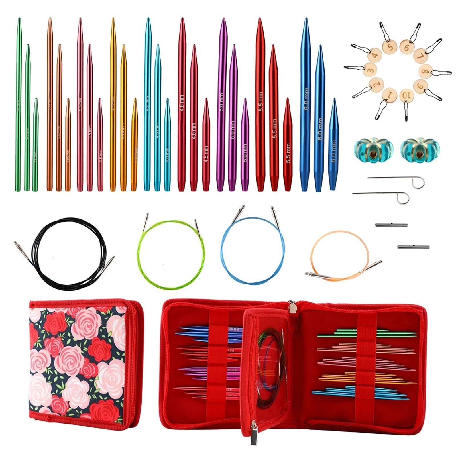 Nähset Nähen Stricken Häkelnadeln Set DIY Anfänger Haken Kits mit Aufbewahrungstasche Material Pack und Werkzeuge für zu Hause(39pcs)