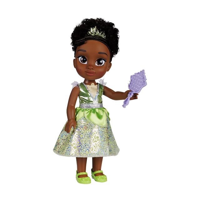 Princesas Disney - Mi Amiga Tiana Grande para Niñas – Muñeca de 38 cm de Altura Que Incluye Vestido, Zapatos y Tiara Extraíbles – Muñeca con Preciosos Detalles para niñas con 3 años +