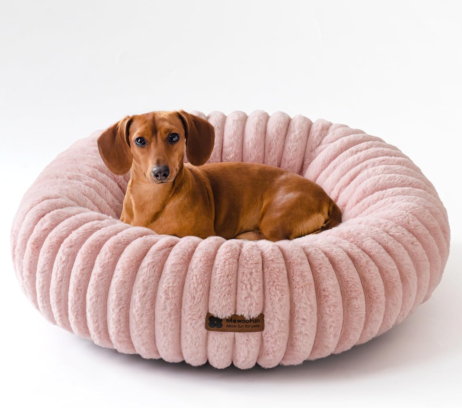 MEWOOFUN Donut Dog Bed for Small Dogs (Pink, S 25x25x7)