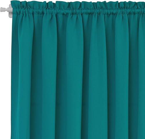 Miniatura 53 de Deconovo Cortina opaca de Navidad para puertas de vidrio y luces laterales, panel de privacidad con aislamiento térmico con doble bolsillo para