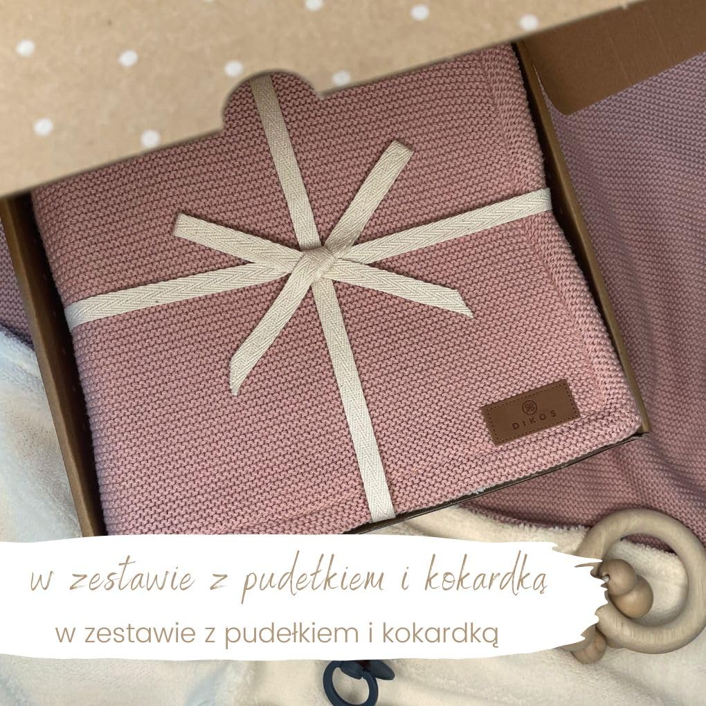 DIKOS® Kocyk dziecięcy Premium na zimę (stary róż) – przytulnie miękka kołdra zimowa dla noworodków płci żeńskiej, z bawełny organicznej i ciepłego polaru (Oeko-Tex 100), stylowa kołdra do wózka