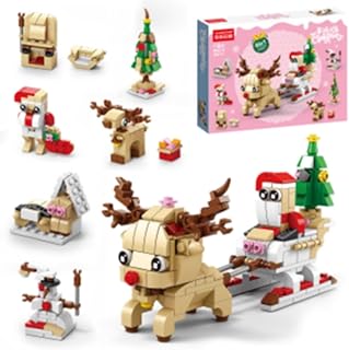 Gxhong Christmas Building Toy, Christmas Deer Building Blocks Children's Toy, 6 in 1 Block Toy Set, Building Blocks Construction Toy Gifts, for Boys Girls Christmas Party Gifts