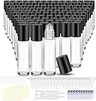 OLUTACOT 150 Pack 10ml Leakproof Glass Essential Oil Roller Bottles with Stainless Steel Balls, 20 Funnels & Droppers for Travel Perfume