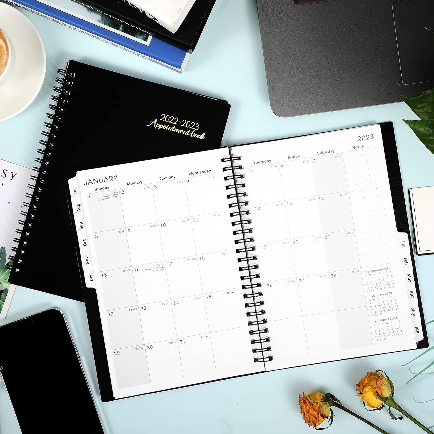 2022-2023 Weekly Appointment Book/Planner - 2022-2023 Daily Hourly Planner, July 2022 - June 2023, 6.3" x 3.8", One Hour Interval, Monthly Tabs, Twin-Wire Binding, Two-side inner Pocket, Premium Paper