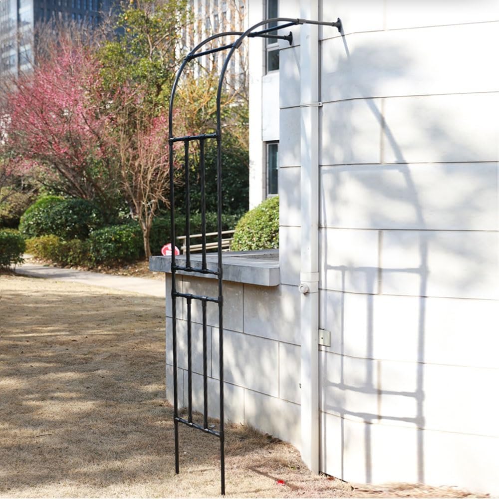7.9ft Metal Pergola Half Side Garden Arch for Climbing Plant Garden Half Arch Trellis Metal Steel Pipe Rose Arch Width 2/3.9/5.9/7.2/8.8/9.8ft (Size : W250xH240cm/W8.2xH7.9ft)