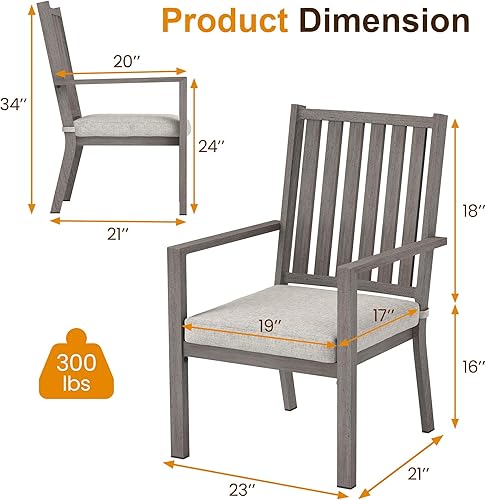 Miniatura 3 de Juego de 2 sillas de comedor para patio, sillas de comedor de aluminio al aire libre con cojines impermeables, asientos de metal para patio al aire