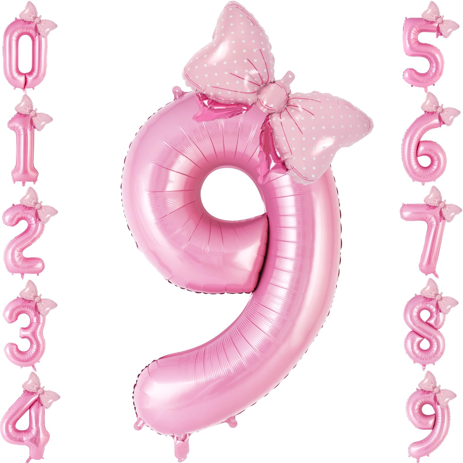 Amazon.com: Bow Pink Number 9 Balloon, 40 Inch Large Foil Number