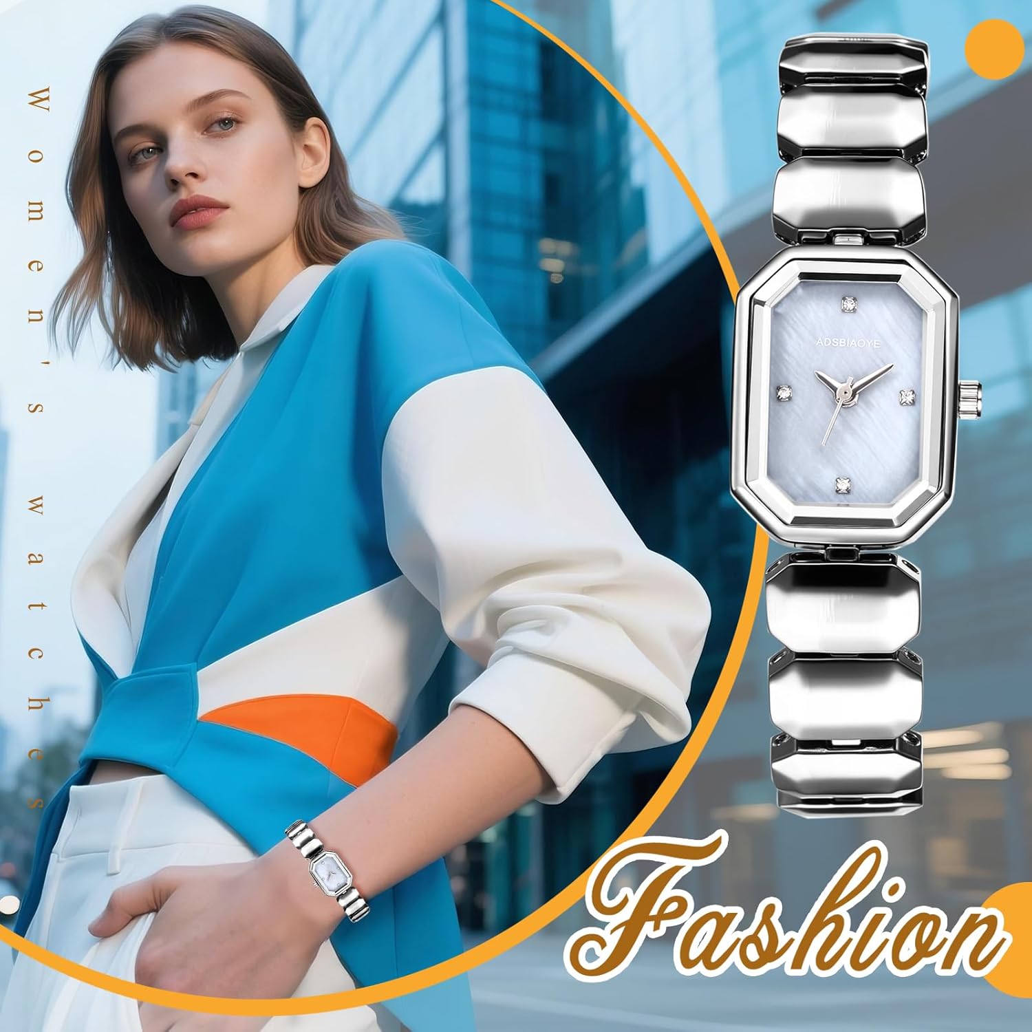Lancardo Elegant Women's Square Watch: Silver Tone Stainless Steel Strap Beautiful Shine Shell Surface Brcaelet Dress Wristwatch - Image 7