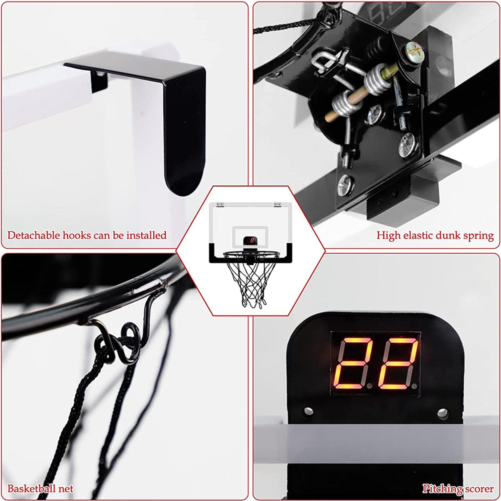 Canestro Basket Esterno Regolabile, Segnapunti Elettronico con Audio Molto Resistente Tabellone per Canestro, per Bambini,Ragazzi,Adulti