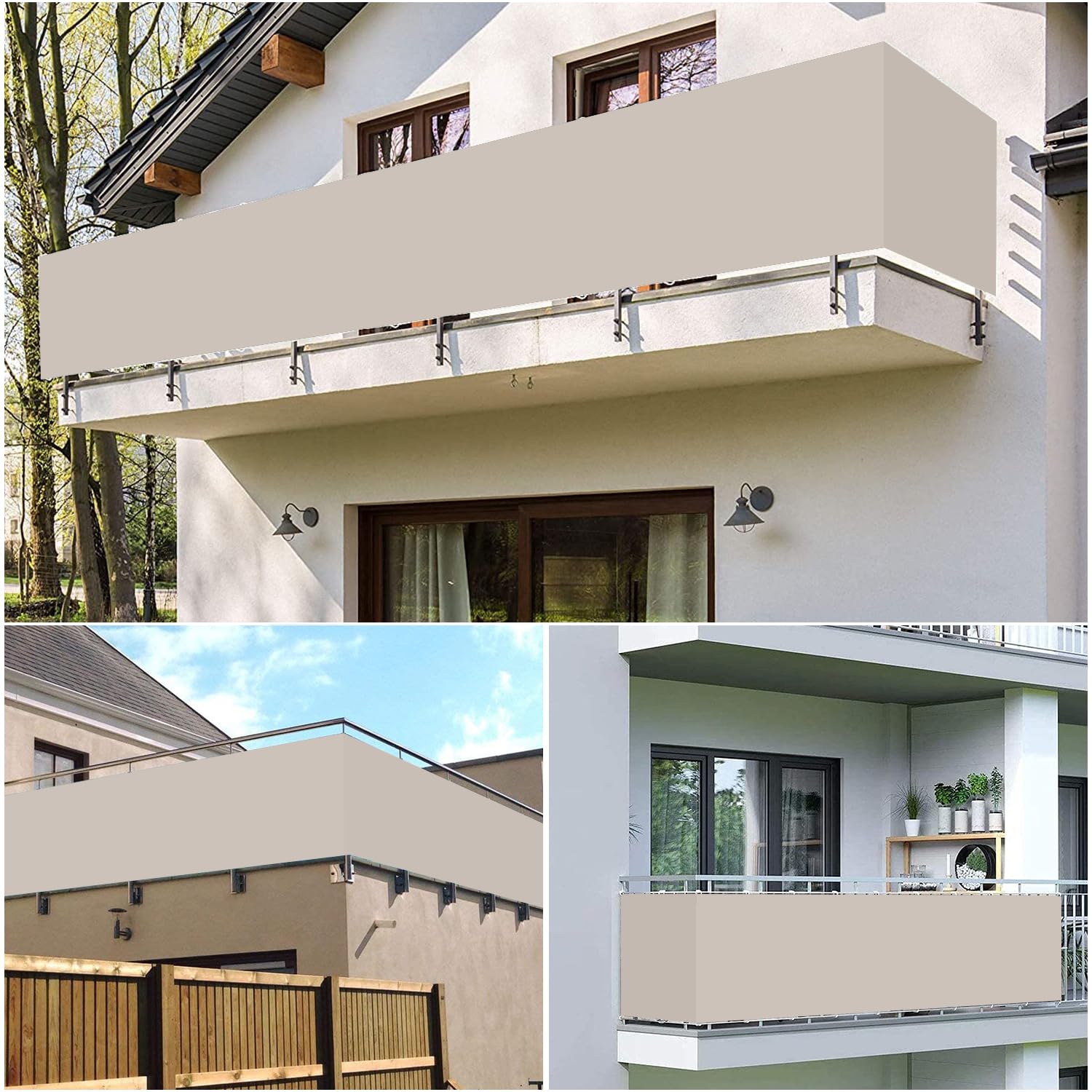ROBAG Sichtschutz 70x450cm, Zaunblende für Balkon und Terrasse, Wetterbeständiges und Pflegeleichtes, mit Ösen Nylon Kabelbinder und Kordel Deko für Balkongeländer, Terrasse & Garten -Taupe