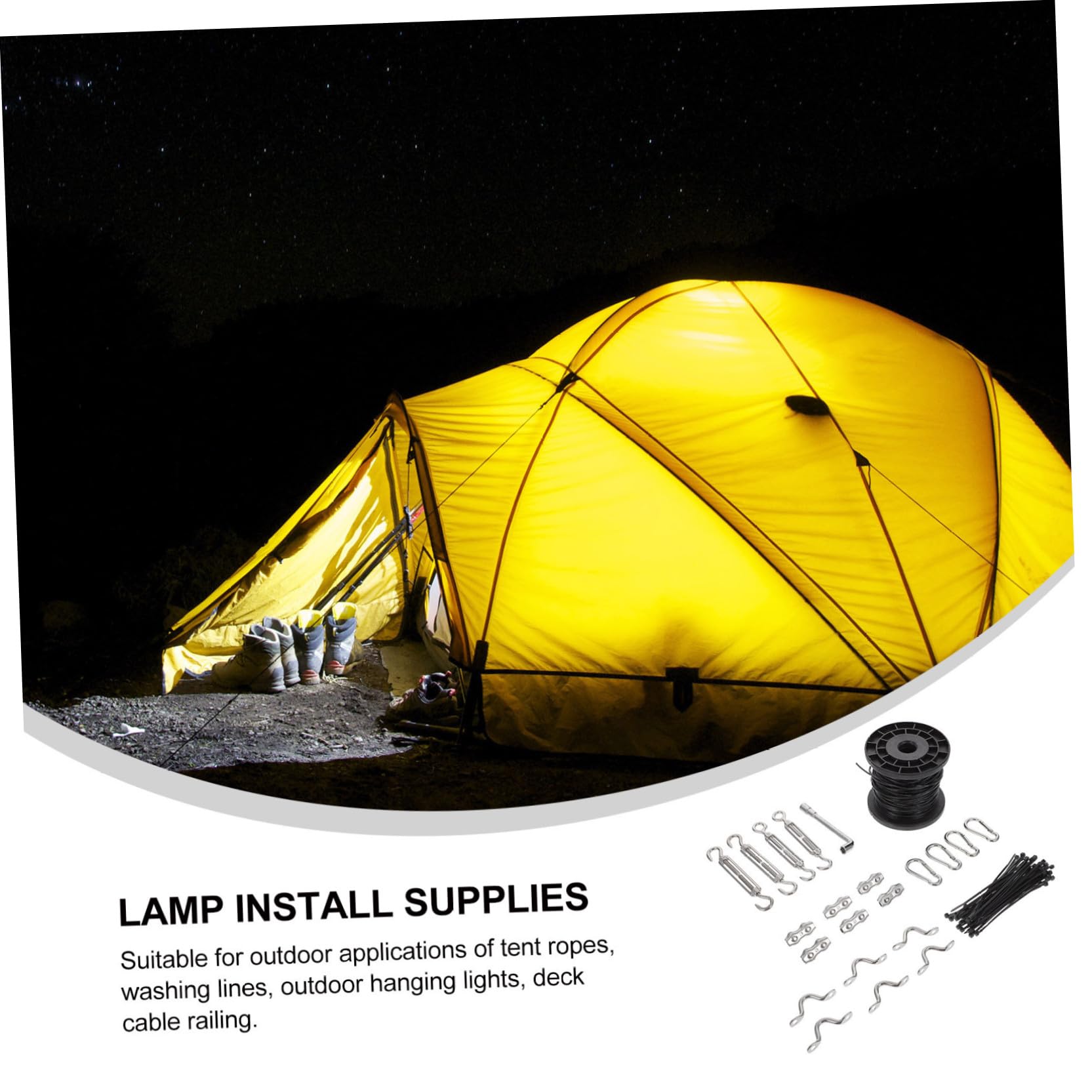 Edelstahl Outdoor Lichterketten Aufhängeset mit Verstellbarer Spannung und Einfache Installation für Zelte und Außenanwendungen Pvc und Edelstahl Material