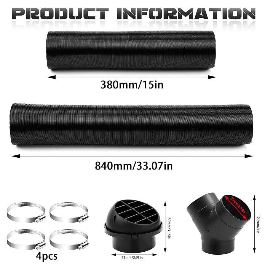 Condotto Riscaldatore Auto 75mm - Tubo Y Per Riscaldamento Parcheggio | Facile Installazione - Foto 7