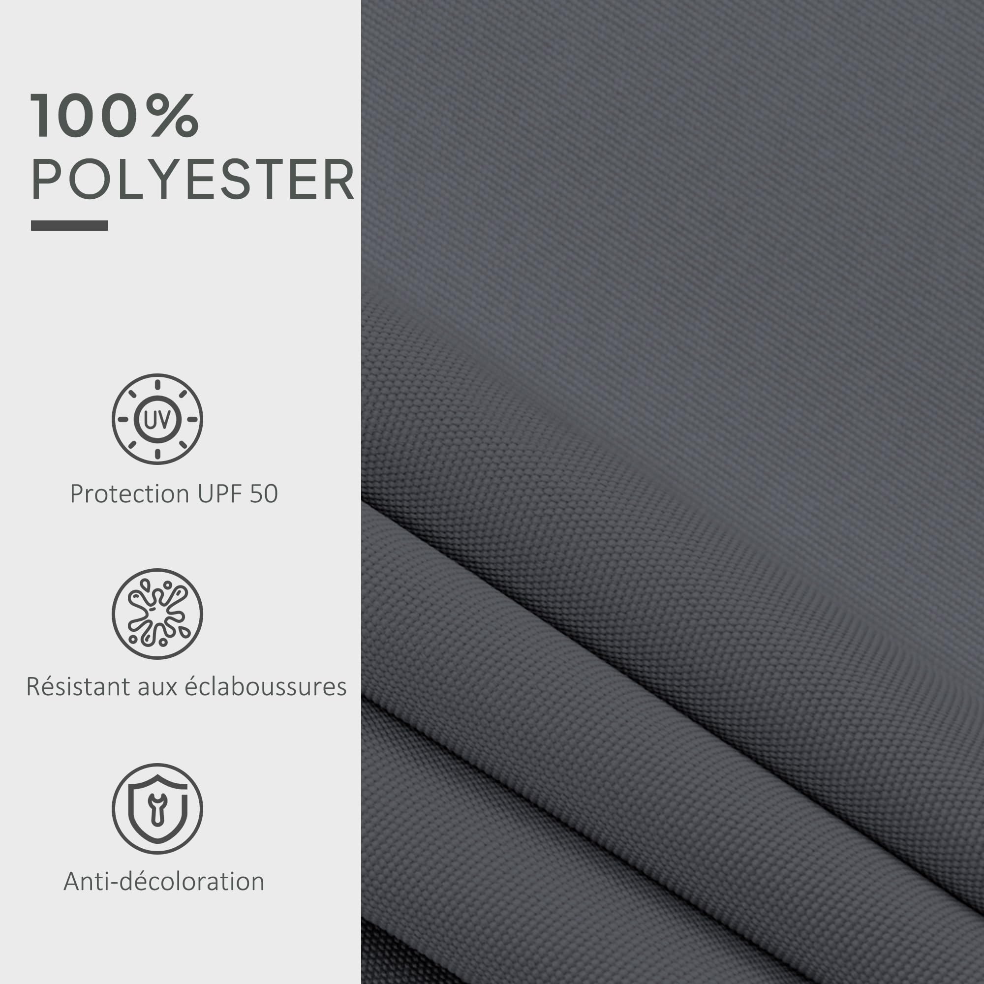 Outsunny Toile de Rechange Store Banne Compatible 4 x 3 m Gris | Toile de Remplacement pour Store avec Lambrequin, Déperlante, Tissu En Polyester Haute Densité 280 g/m², Anti-UV