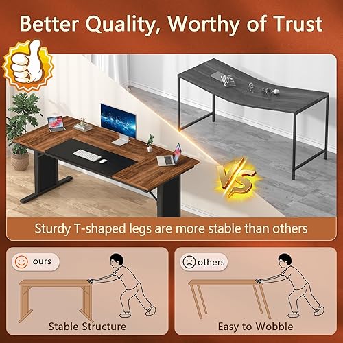 Miniatura 5 de Escritorio para computadora de 63 pulgadas, escritorio grande de oficina ejecutiva, escritorio para juegos, escritorio de trabajo moderno, mesa de