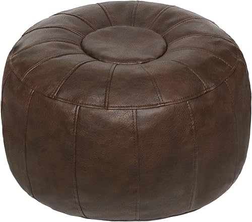 Miniatura 26 de Thgonwid Puf de almacenamiento marroquí sin rellenar, asiento otomano hecho a mano, de piel sintética, reposapiés, para sala de estar, dormitorio o