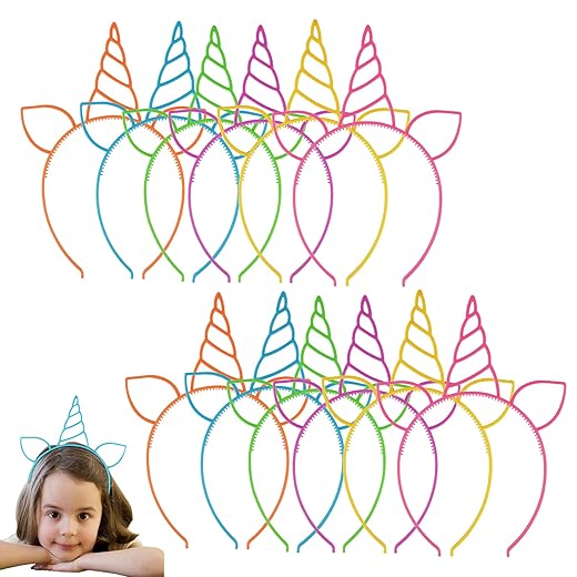 Shengruili 12 Stück Einhorn Stirnband Kinder,Einhorn Stirnband Horn Haarreif,Einhorn Horn Haarreif,Einhorn Horn Stirnband,Haarreif Einhorn Stirnband,Horn Stirnband Haarband,Haarreif für Mädchen