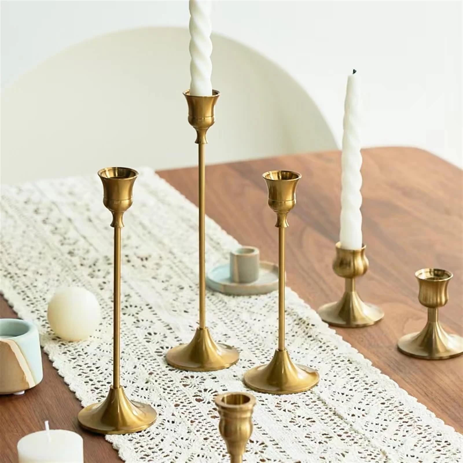 Kerzenhalter Stabkerzenhalter 3-teiliges Kerzenständer-Set aus Messing/Gold/Schwarz, Kerzenständer-Set for Hochzeitstische, dekorative Kerzenständer for Partys, Abendessen(Style1)