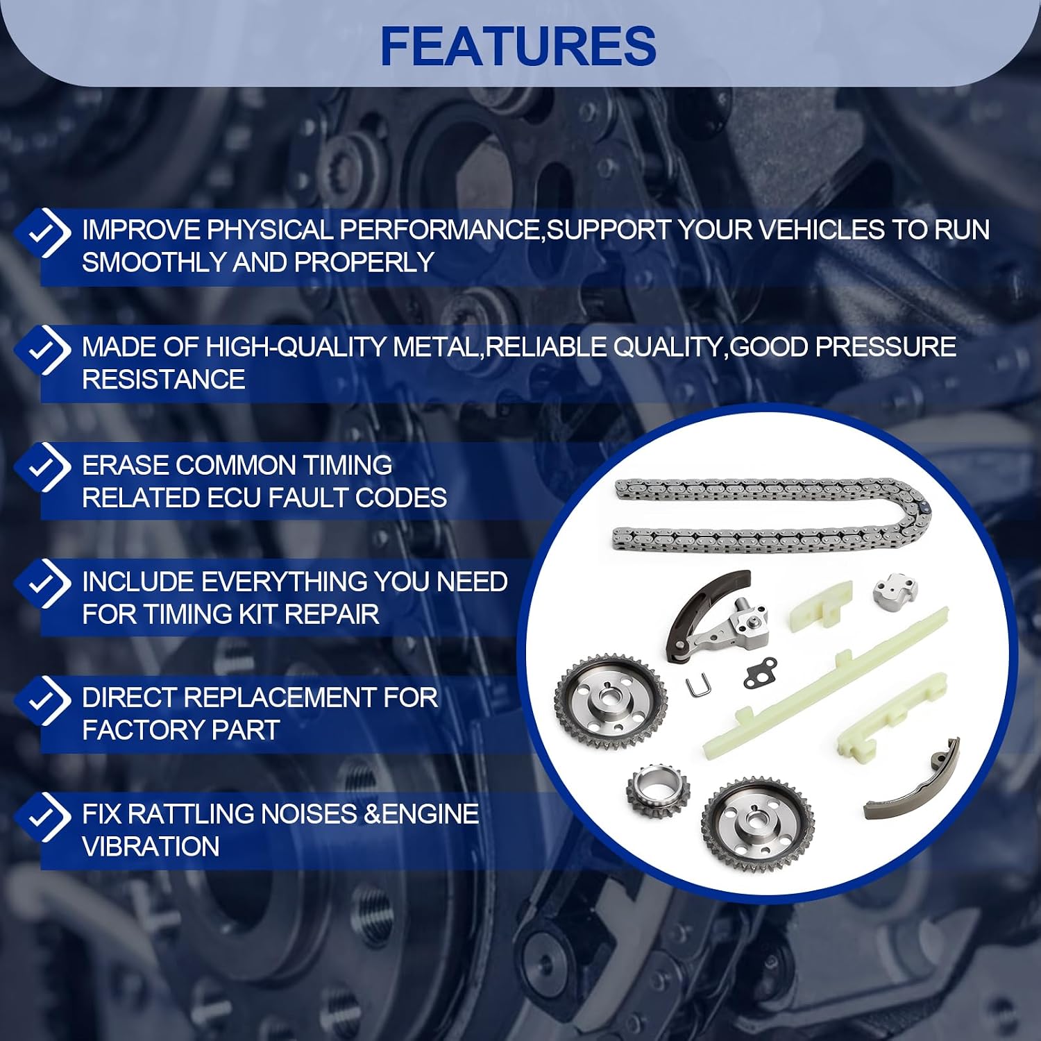 Timing Chain Kit 1996-1998 For Buick Skylark,1996-2002 For Chevrolet Cavalier,1997-1999 For Chevrolet Malibu,1996-1997 Oldsmobile Achieva,1999-2001 For Oldsmobile Alero,1996-2002 For Pontiac Sunfire