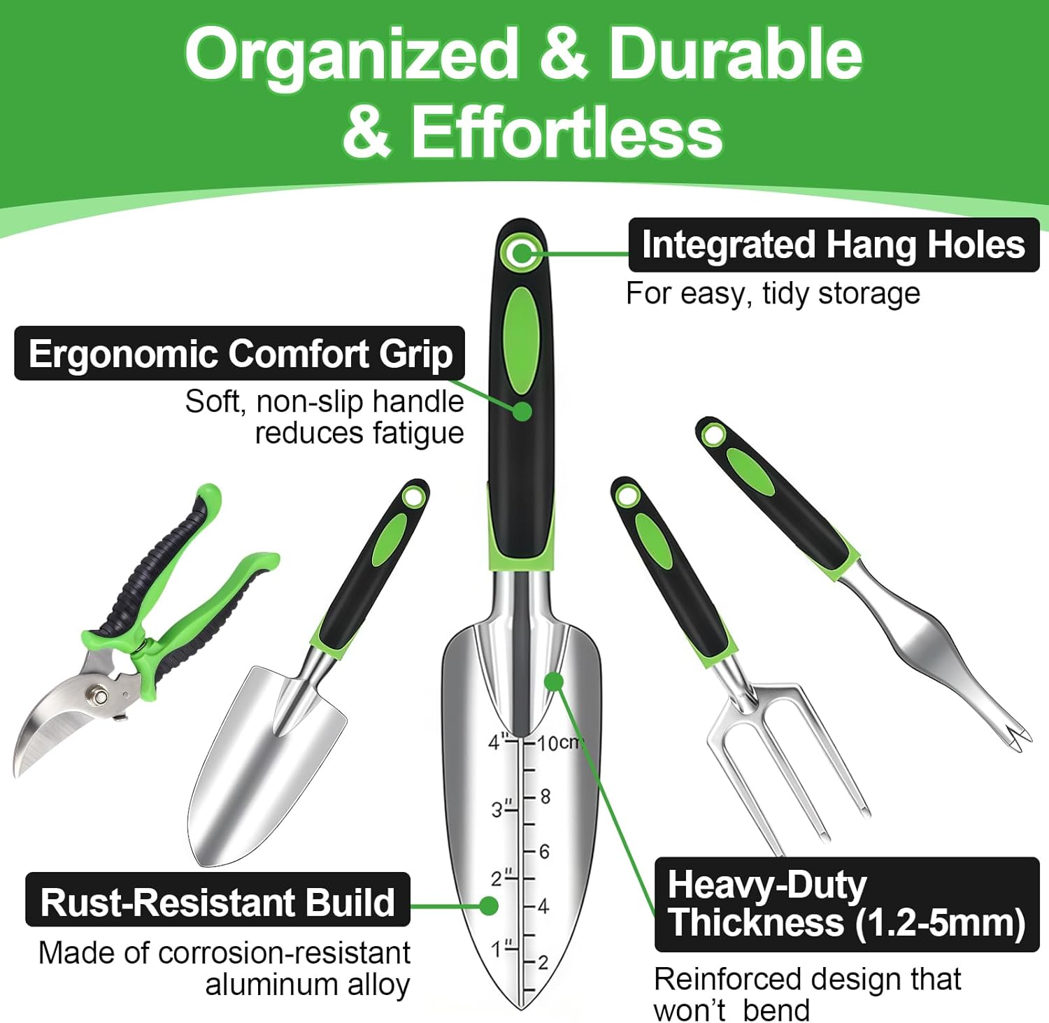 Garden Tools Set - Rust-Proof Aluminum Gardening Tools Set with Organizer Handbag, Durable Garden Tool Set - Gardening Gifts for Women and Men