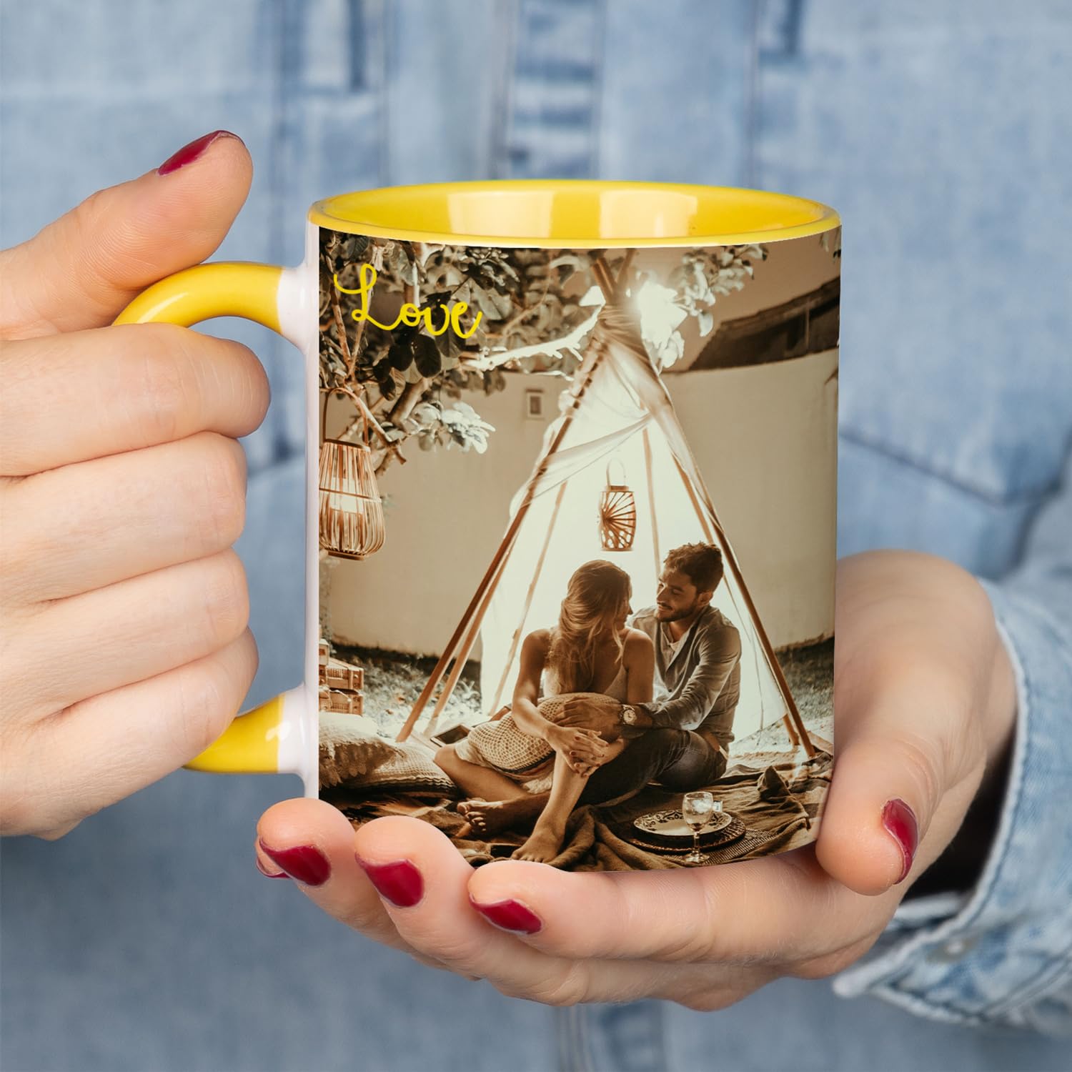 Wanapix | Tazza Personalizzata Con Foto e Testo | 325 ml | Tazza Personalizzata Ceramica | Mug | Regalo Originale | GIALLO
