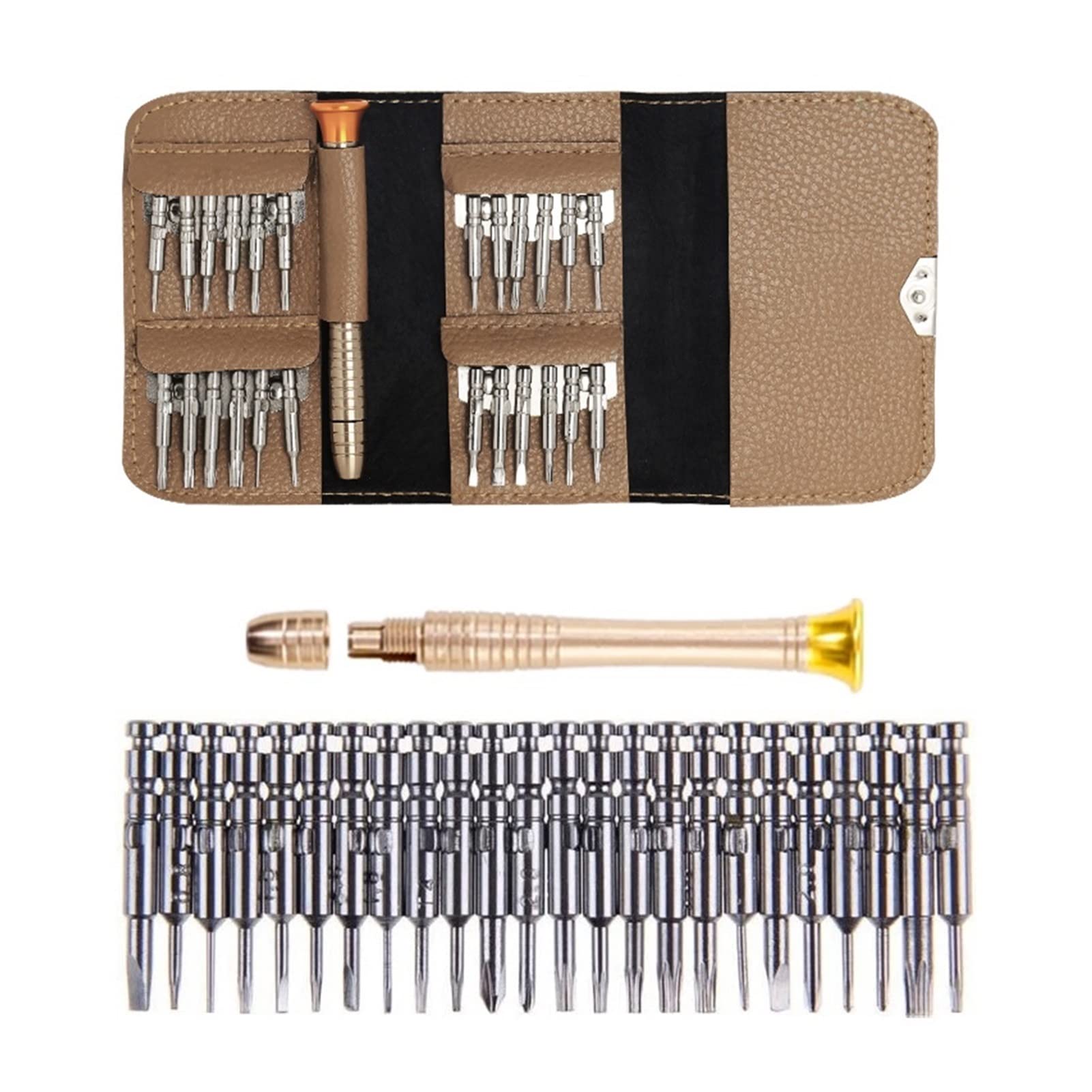 Jeu de Tournevis de précision 25 en 1 avec étui en Cuir, kit d'outils Multifonctions pour réparation de téléphones et tablettes