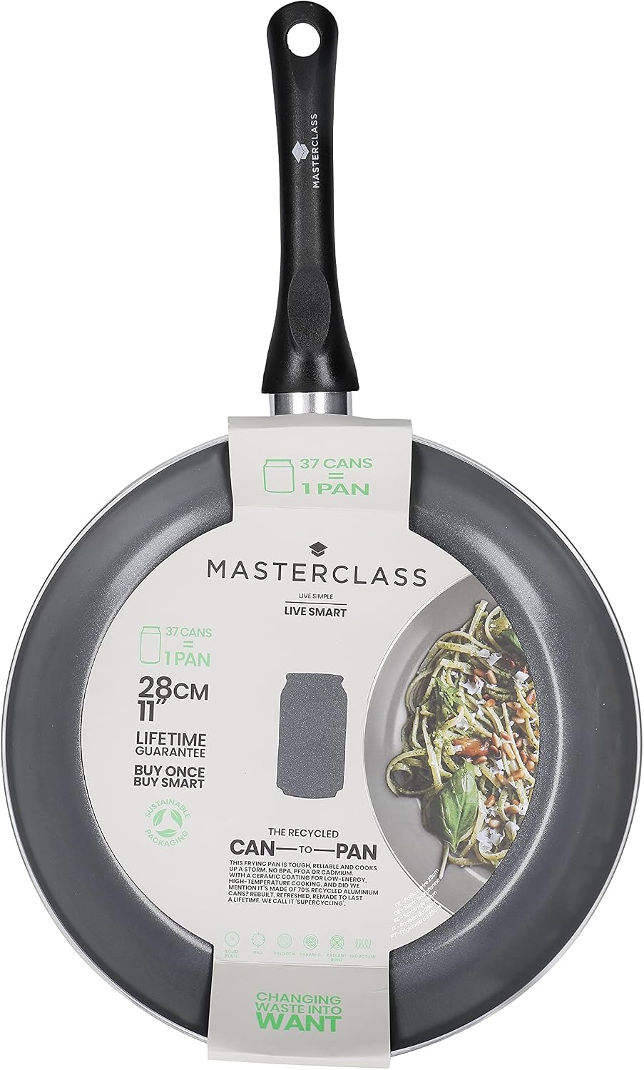 MasterClass Can-to-Pan Ceramic Eco Non-Stick Frying Pan, Made from 70% Recycled Aluminium, 28 cm