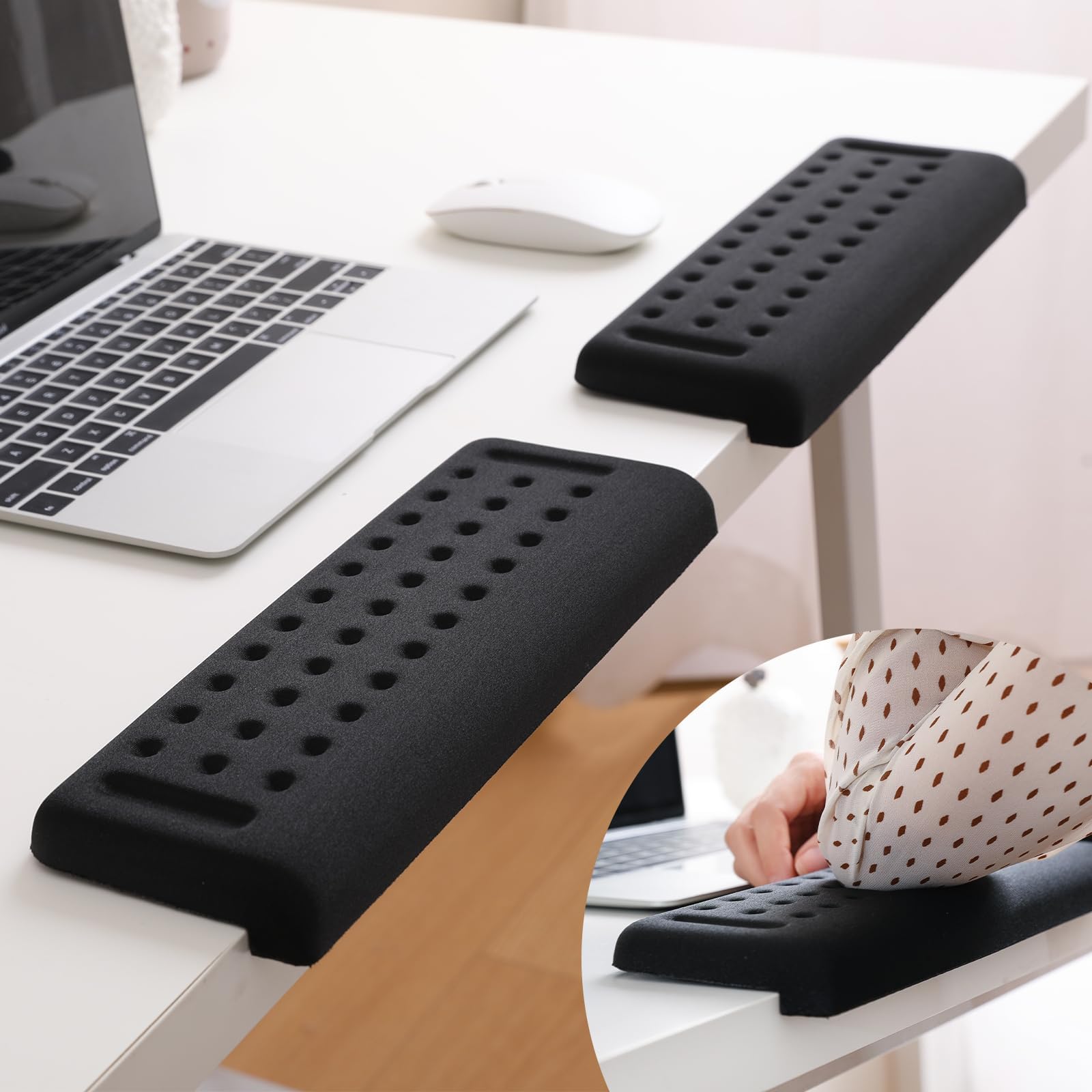 2-Pack L-Shaped Desk Elbow Pad for Desk, Memory Foam Elbow Rest & Cushion for Table Edge Support, Non-Slip Ergonomic Armrest for Palm, Wrist & Forearm (B. Non-Slip Rubber)
