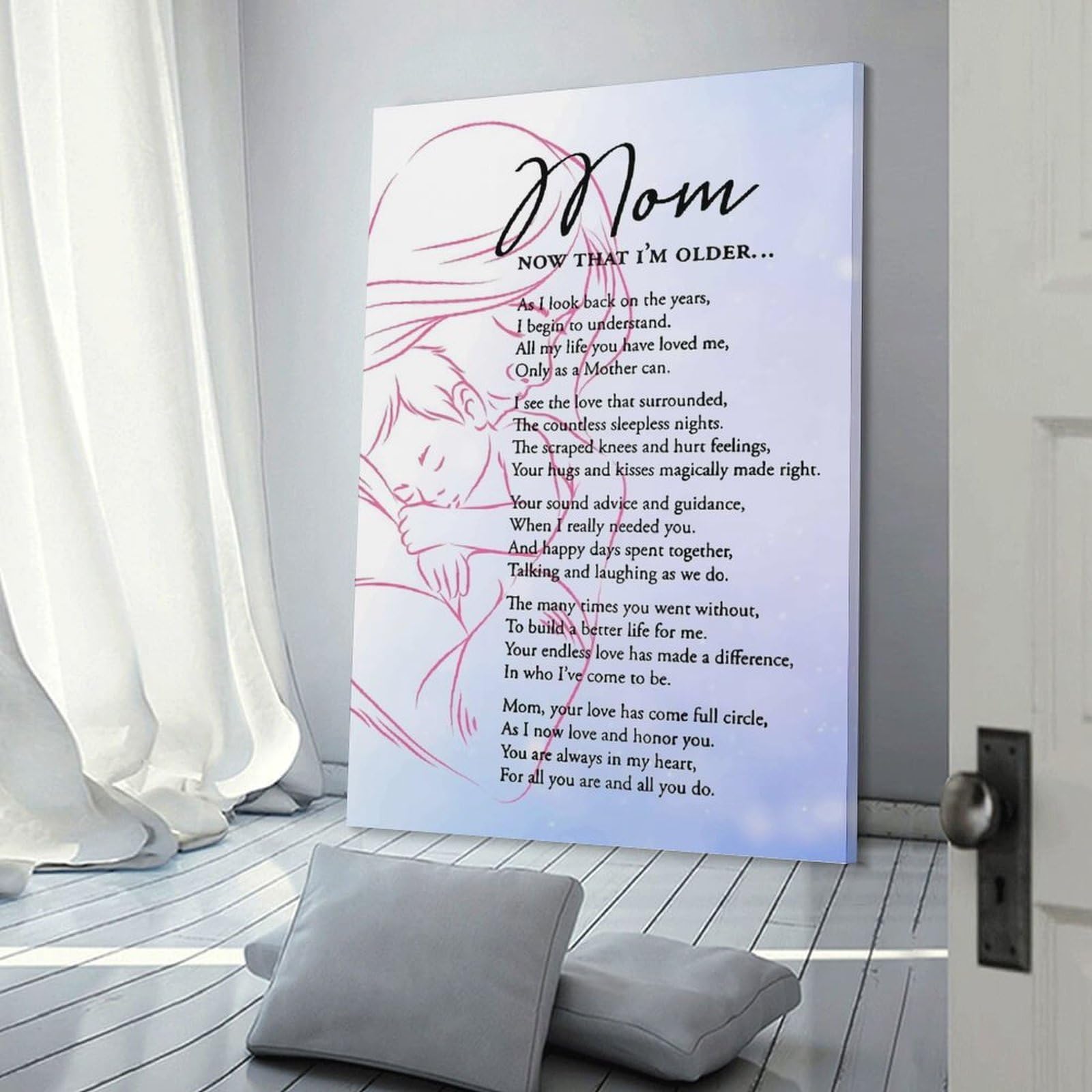 Junmoney Mom Now That Im Older Wall Art Print, 12x18inch(30x45cm), for Entryway, Lounge Links Or Small Walls, Decorative Wall Art for Narrow Spaces