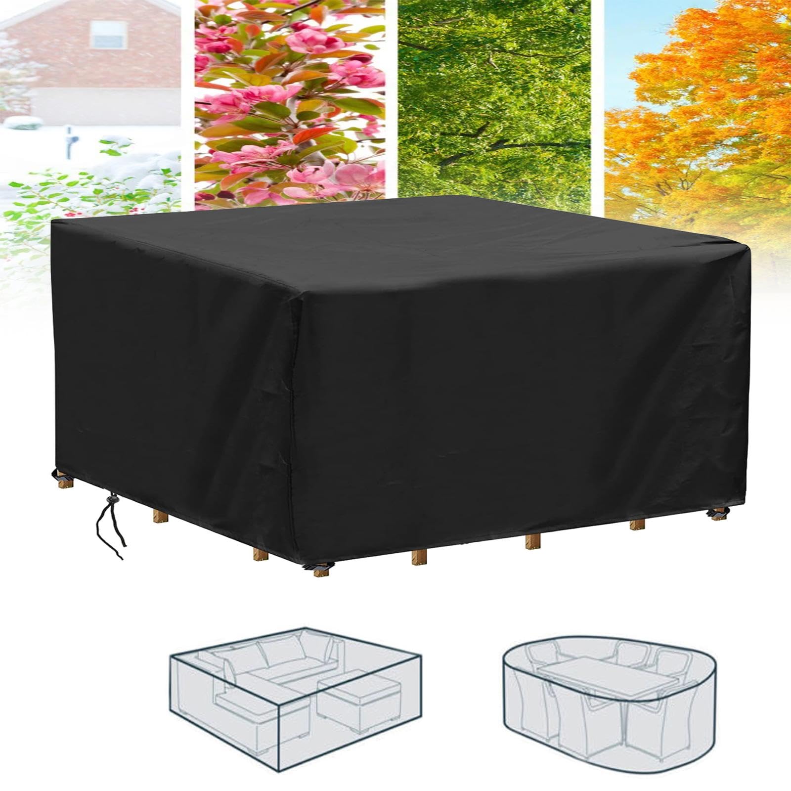 Aujink Beschermhoes voor tuinmeubelen, afdekzeil voor tuintafel, Oxford-stof, 420D, beschermhoes voor buiten, waterdicht, winddicht, uv-bescherming