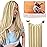 DOORES Wire Hair Extensions 12 Inch 70 g Remy Human Wire Hair Extensions Invisible Transparent Line Adjustable Hairpieces Secret Balayage Light Blonde Highlighted Golden Blonde