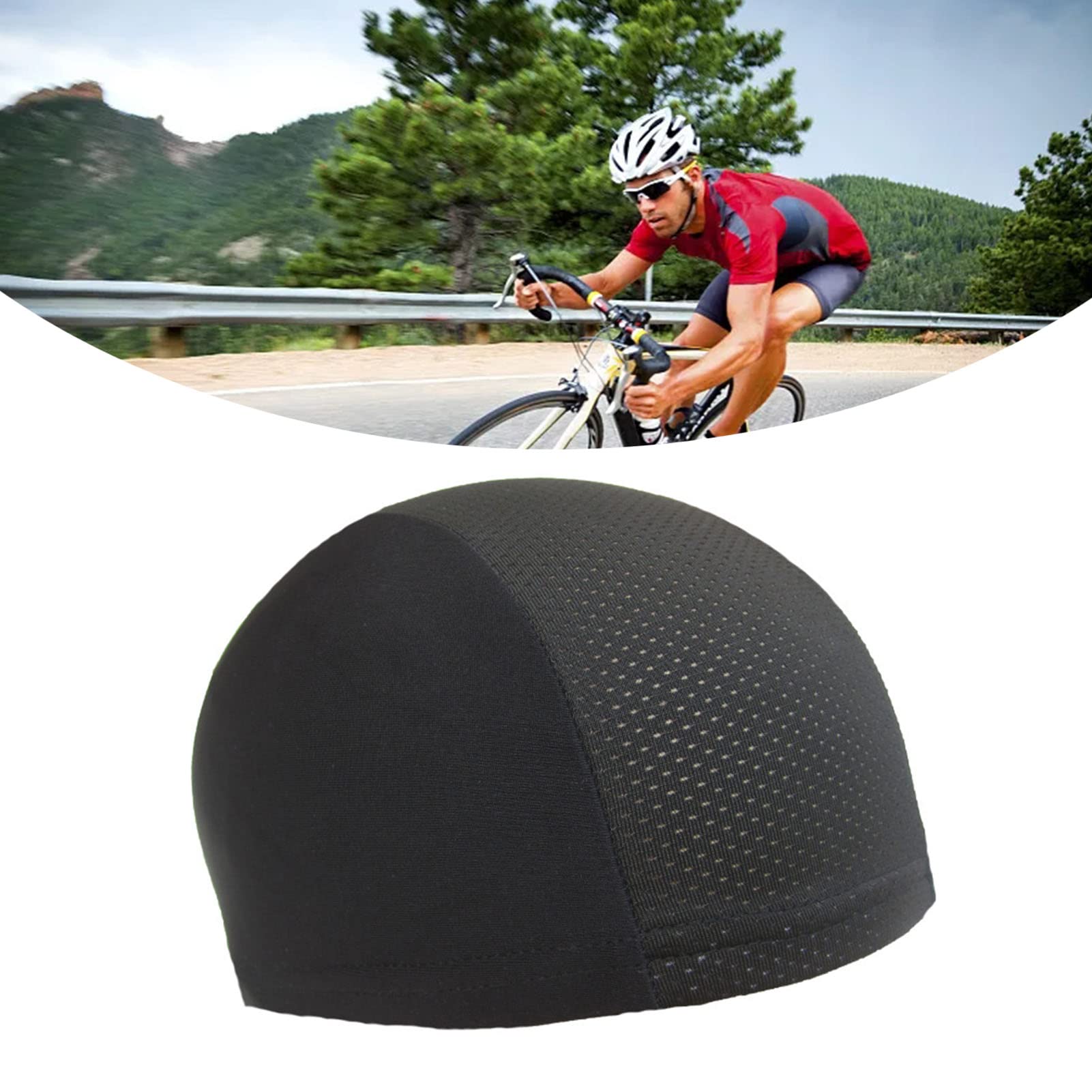 Glomora Black Helmet Liner Cap,Lightweight Mesh Under Helmet Cycling Motorcycle Hard Hat Sweat Liner for Men Women for Cycling (Black)