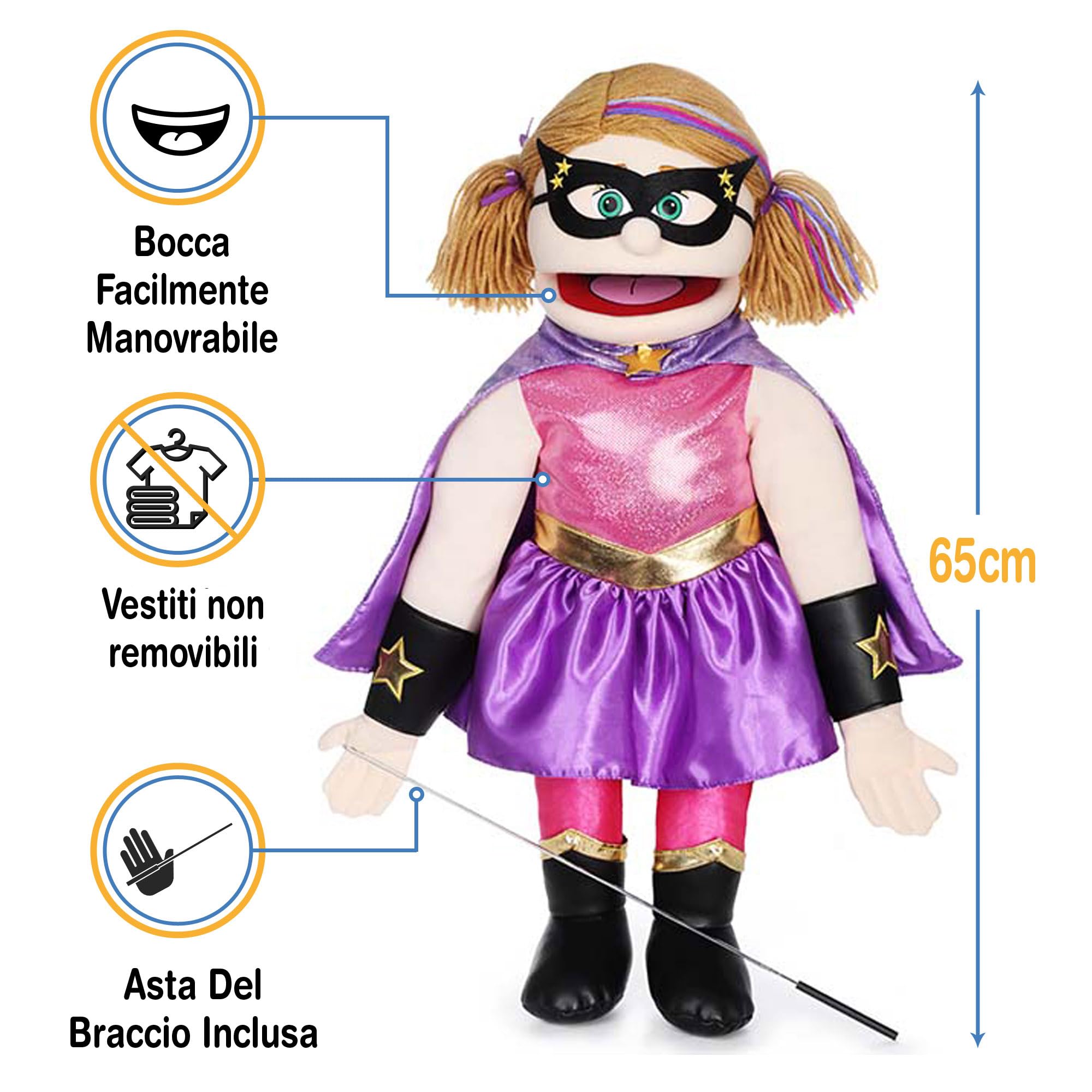 63,5 cm Supereroe, Pesca Ragazza, Corpo, Stile Ventriloquista Burattino