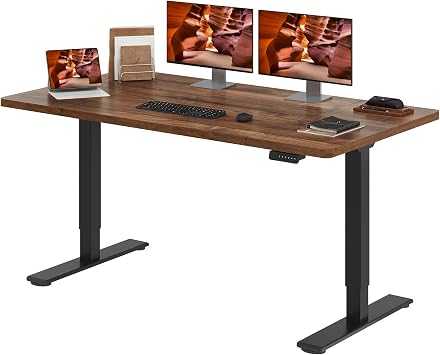 Dual Motor Standing Desk, Large Stand Up Desks, 71x31 Inches Electric Sit Stand Desks, 4 Memory Preset Adjustable Height Computer Table for Home Office with Splice Board Brown