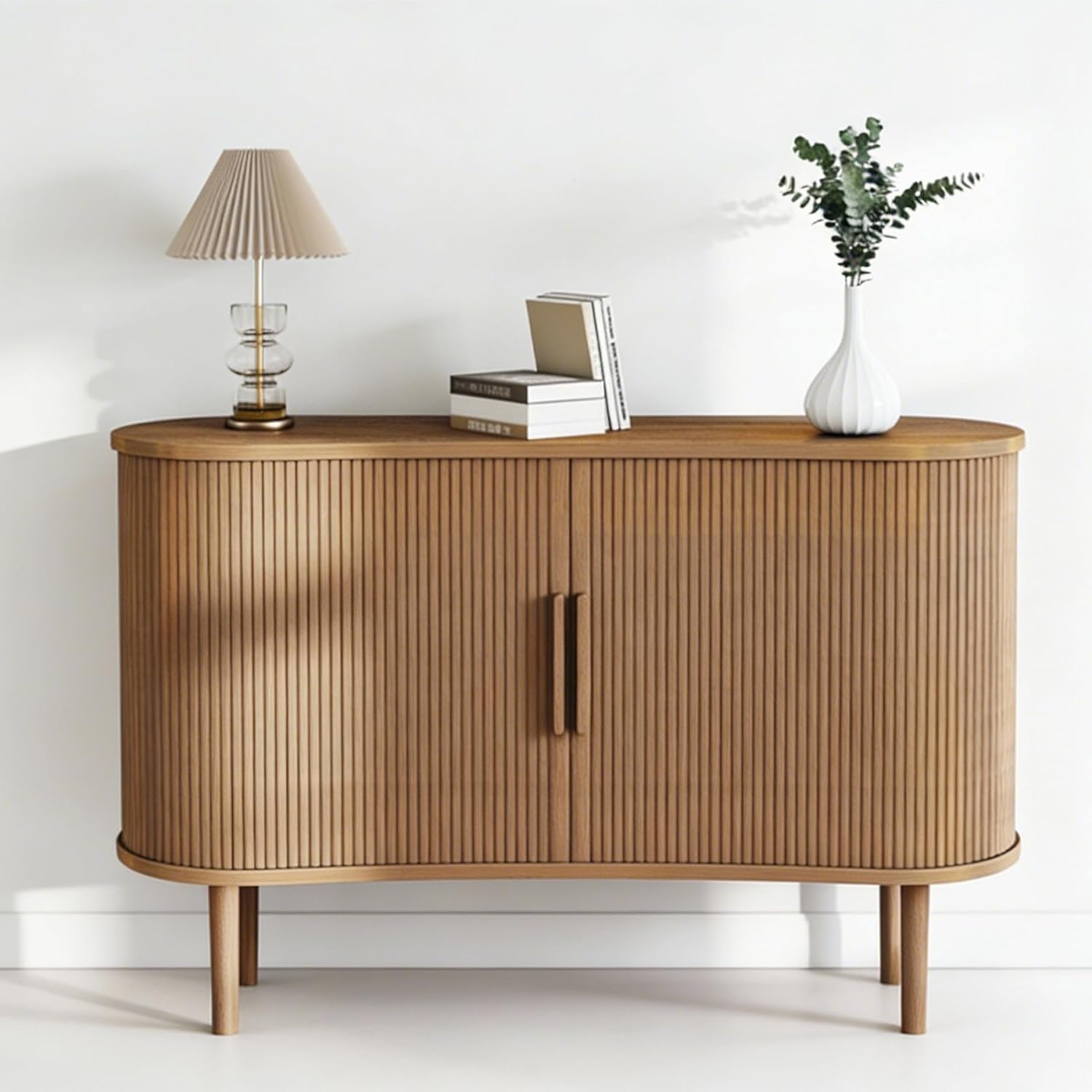 55-Inch Fluted Sideboard Buffet Cabinet with Sliding Doors Storage
