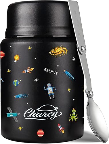 Miniatura 1 de Charcy Termo para niños de 17 onzas para comida caliente, termo de sopa con cuchara plegable, tarro de alimentos aislado para alimentos calientes y