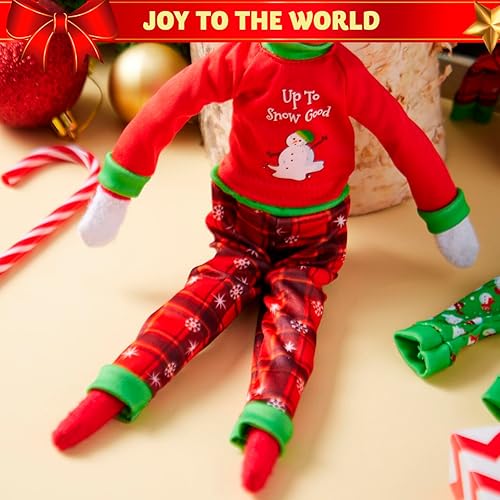 Miniatura 7 de JOYIN 4 accesorios de elfo de Navidad – Ropa de Navidad suéteres feos para muñecas, pijamas de estilo clásico de Papá Noel y muñeco de nieve