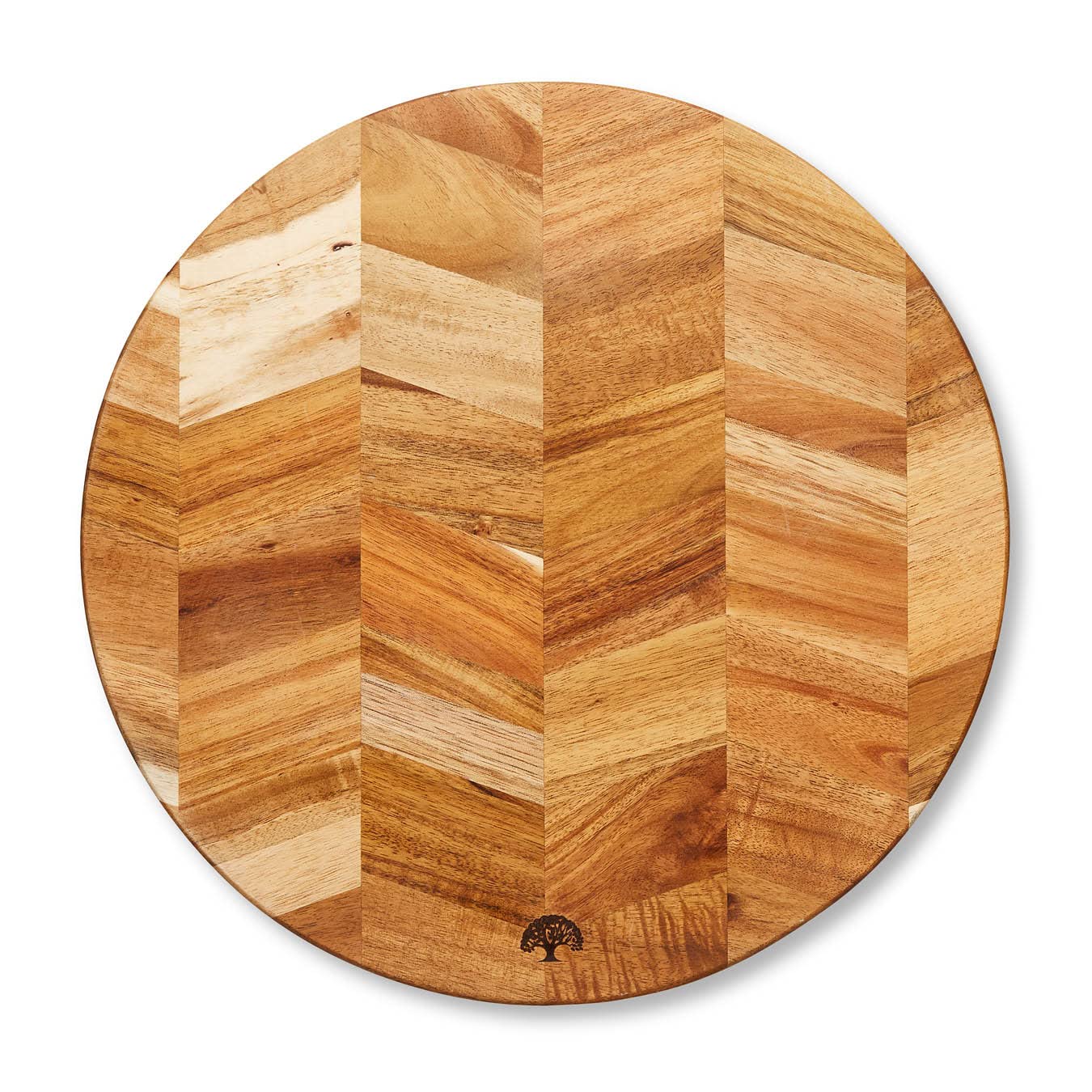 Barbary & Oak BO847023 Chevron Round Chopping Board, Suitable for Food Preparation and Serving, Acacia Wood