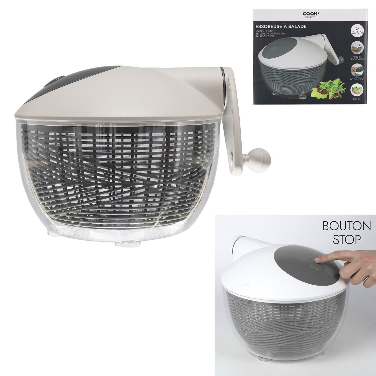 Macchina centrifuga Insalata Manuale Pratica Grigio