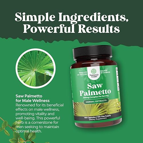 Miniatura 7 de Pure Saw Palmetto Extract Capsules – Suplemento de crecimiento del cabello mejorado con palma de sierra para mujeres y hombres, cápsulas de palma de
