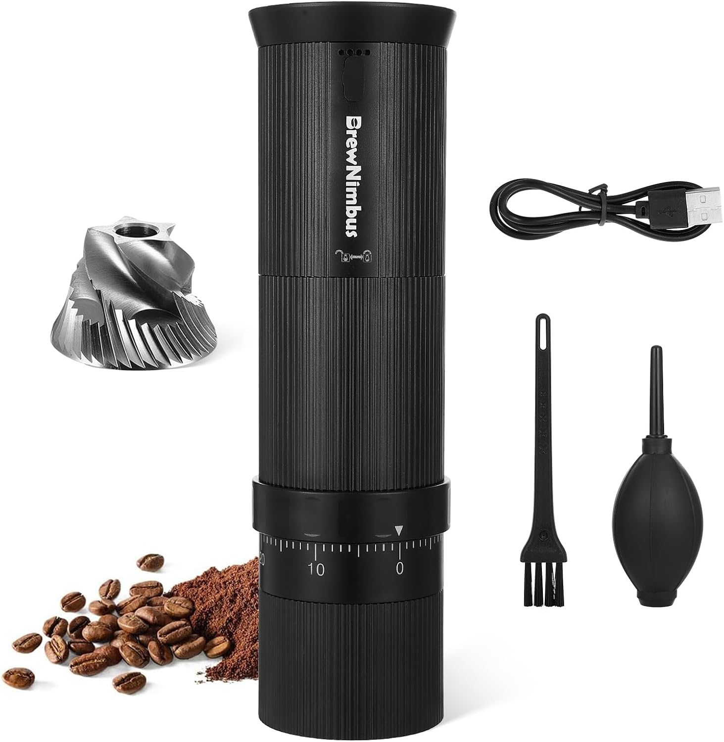 Portable Electric Coffee Grinder – Rechargeable Coffee Bean Grinder with Stainless Steel Conical Burr for Travel, Camping – External Adjustable Settings for Espresso, Pour Over & French Press