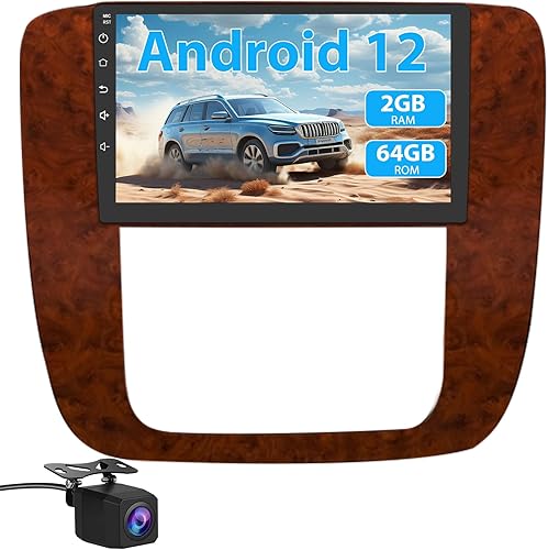 2G+64G Android 12 Radio de coche estéreo para GMC Yukon Chevrolet Chevy Silverado Tahoe Suburban 2007-2012 con Carplay inalámbrico y Android Auto