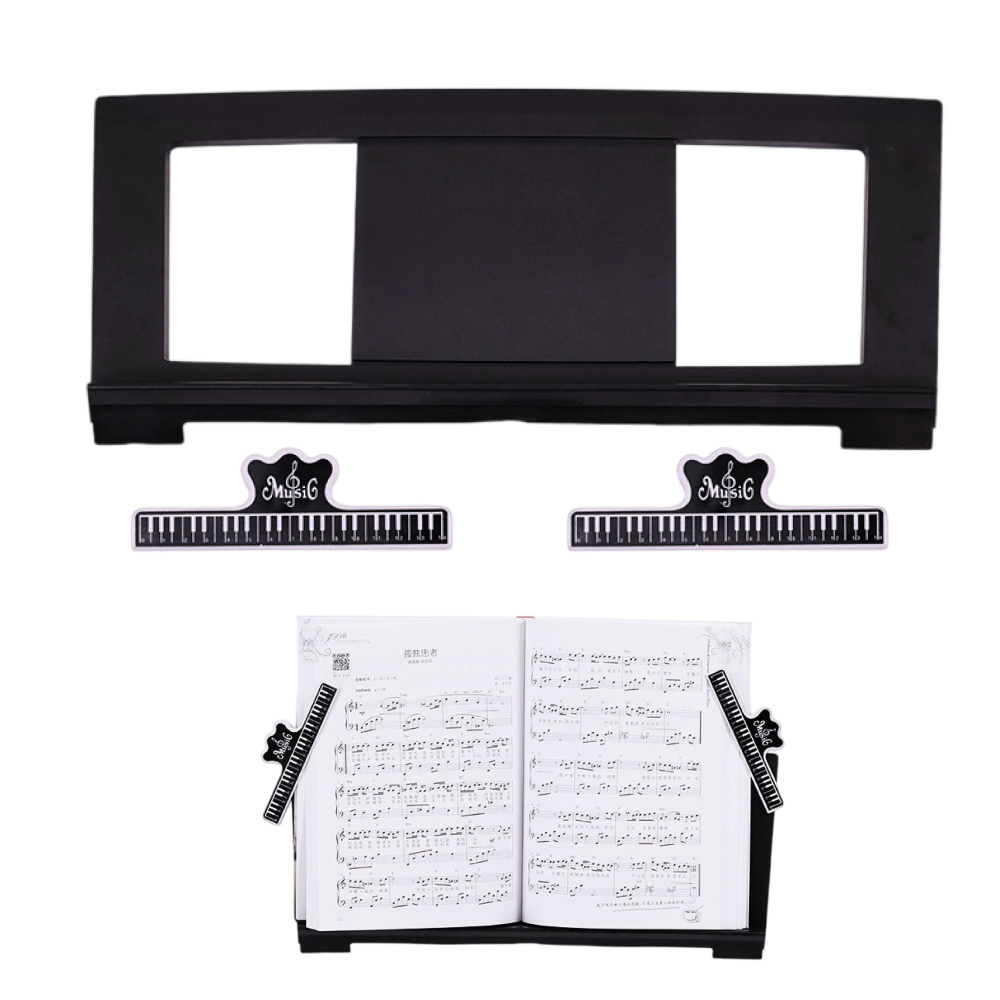 Adjustable Keyboard Music Stand for Electronic Piano and Keyboard - Portable Sheet Music Holder for Beginners and Professionals