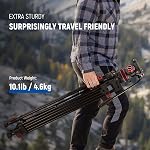 NEEWER 74" Pro Video Tripod with Fluid Head, All Metal Heavy Duty QR Plate Compatible with DJI RS Gimbals, Flexible 360° Pan&+90°/-75° Tilt with Adjustable Dampening, Max Load 22lb/10kg,TP75