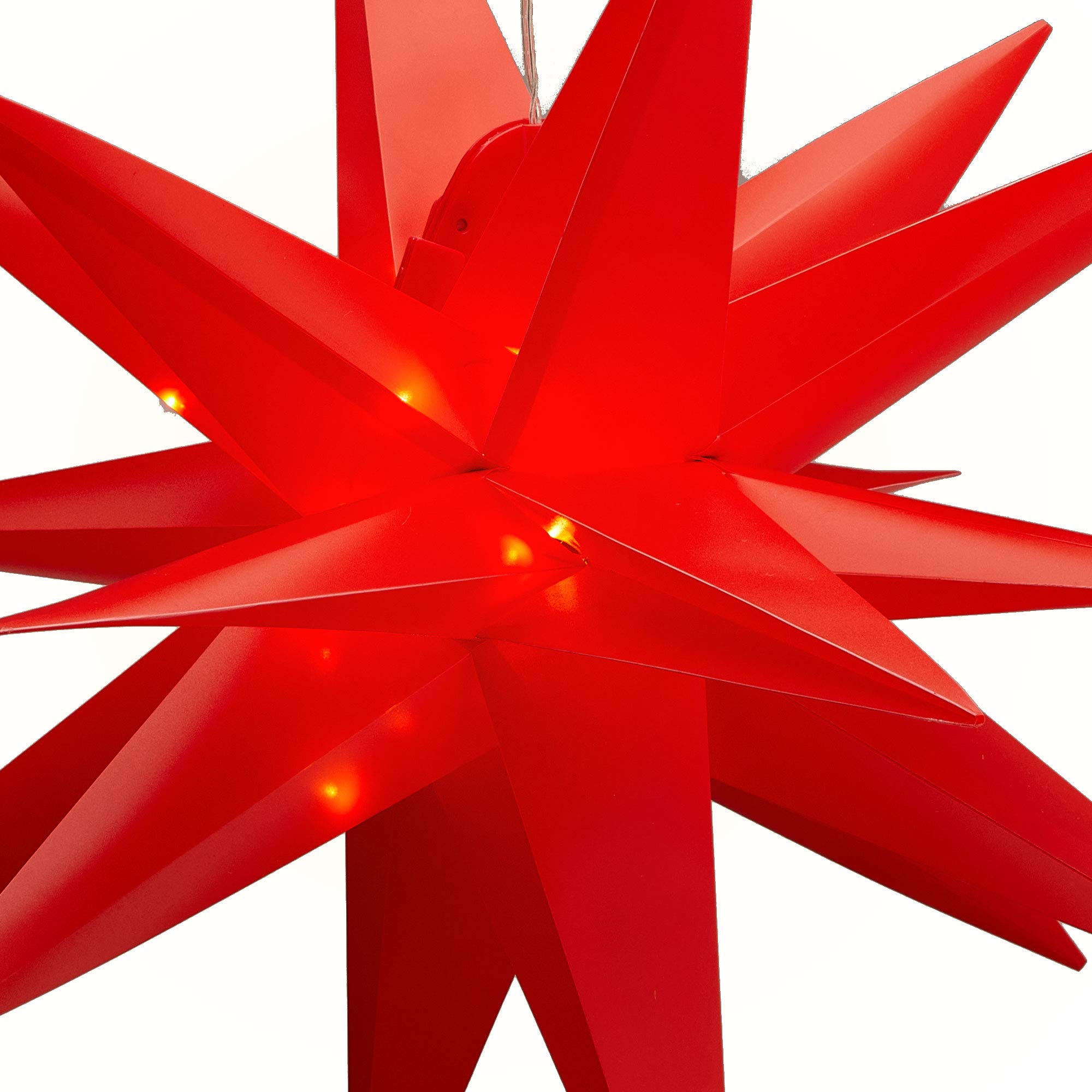 Świecąca gwiazda 3D czerwona z PCW LED gwiazda bożonarodzeniowa XL do zawieszenia podświetlana wraz z 40 diodami LED Ø 60 cm do użytku na zewnątrz IP44 (1 x XL gwiazda świecąca 3D czerwona)