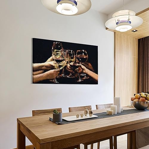 Miniatura 3 de Copas de vino, copas de vino, copas, celebración de alegría, pintura al óleo vintage en paredes de bar (1) lienzo impresiones artísticas de pared