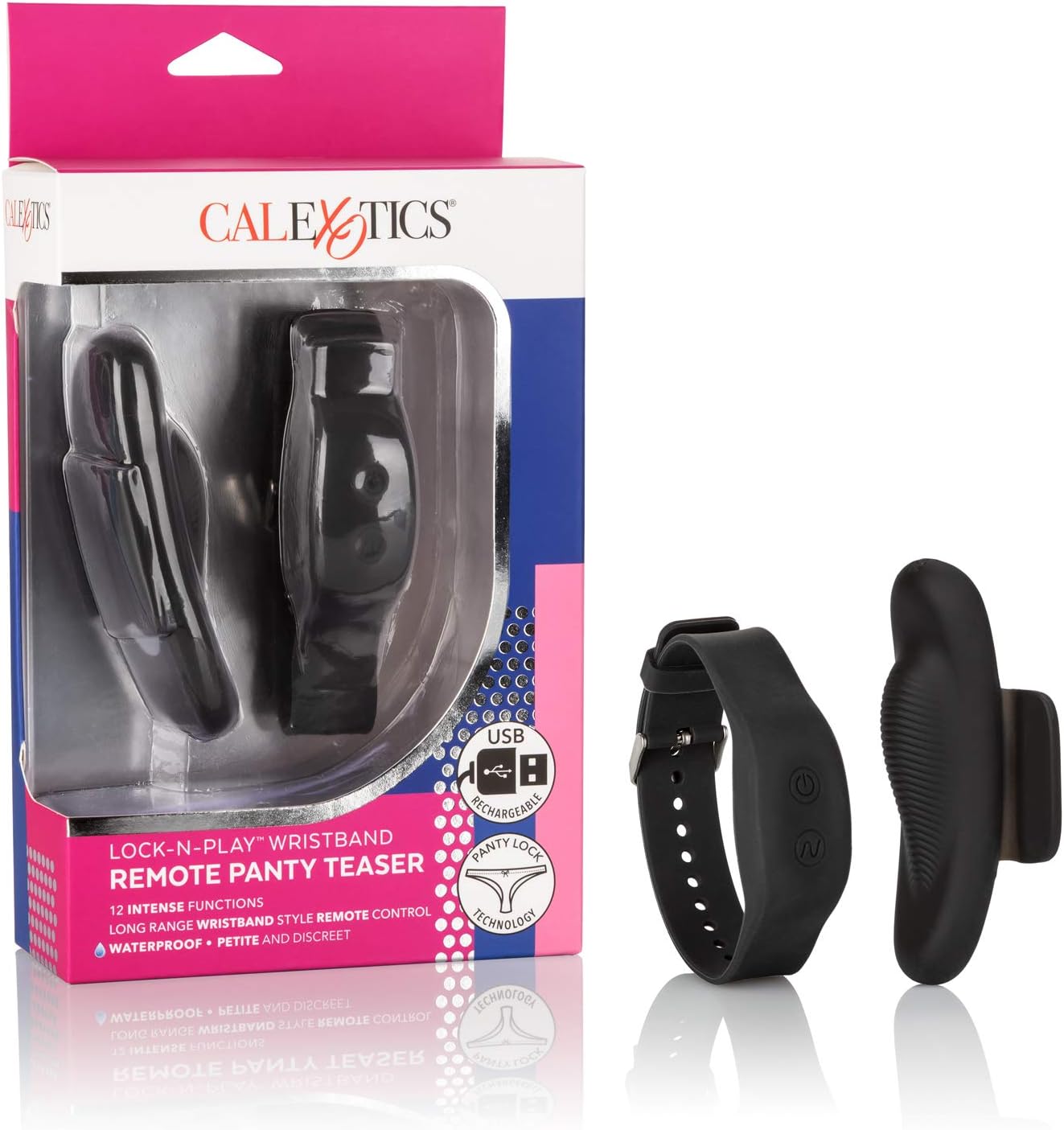 CalExotics Lock-N-Play Remote Pulsating Panty Teaser, 12-Function Waterproof Silicone Clitoral Vibrator for Women Purple SE-0077-55-3