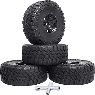 Hobbyfire Height 4.72 inches (120mm) 1/10 Short Course Truck Tires and Wheel Rims 12mm Hex with Foam Inserts for for All Terrain, Set of 4 (Style B)