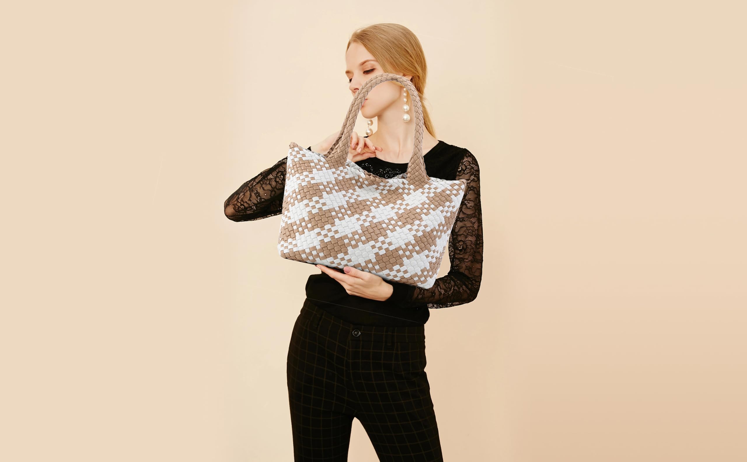 Queenoris Bolsa tejida 1135 para mujer, hombro, bolsa HOBO