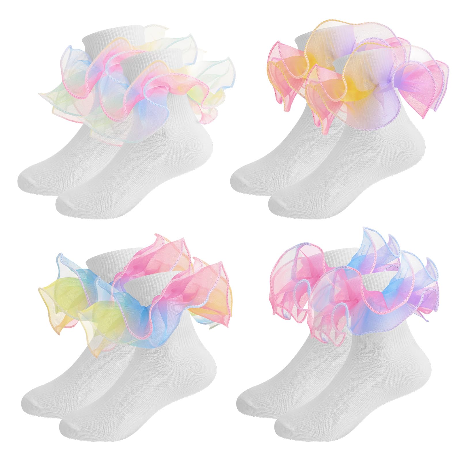 Jspupifip Girls Big Ruffle Socks Soft Cute Classic Toddler
